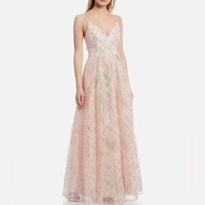 Crystal Doll Glitter-Pattern Ball Gown Pink Size 11 Side Pockets 🩷NEW🩷Prom